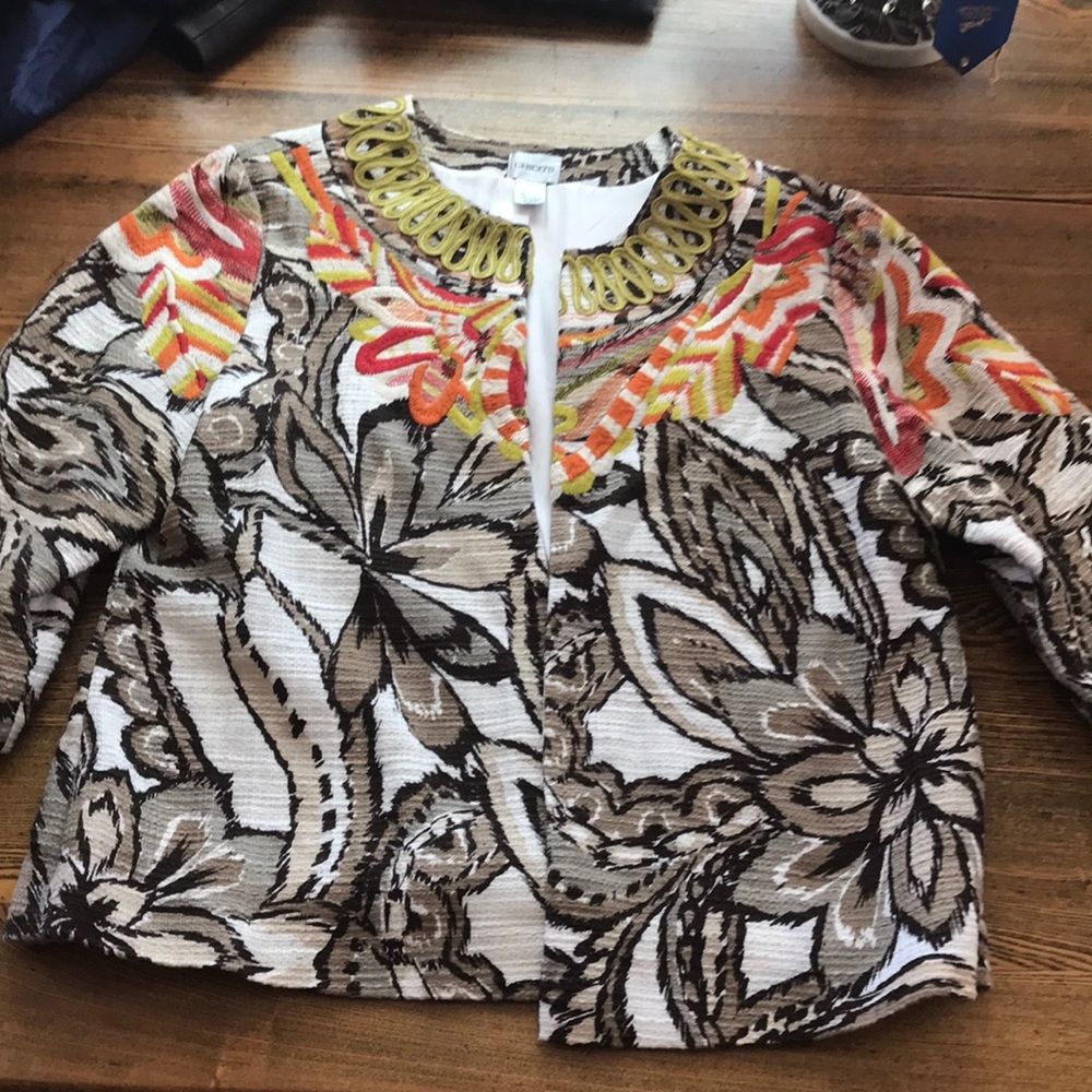 Chico’s size 3 embroidered jacket.